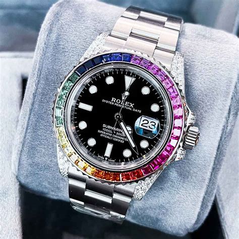 rolex submariner diamond rainbow|rolex submariner with diamond bezel.